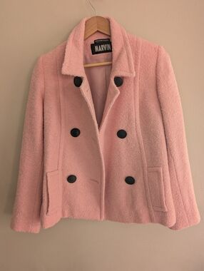Marvin Pink Wool Pea Coat Size M Vintage Preppy
